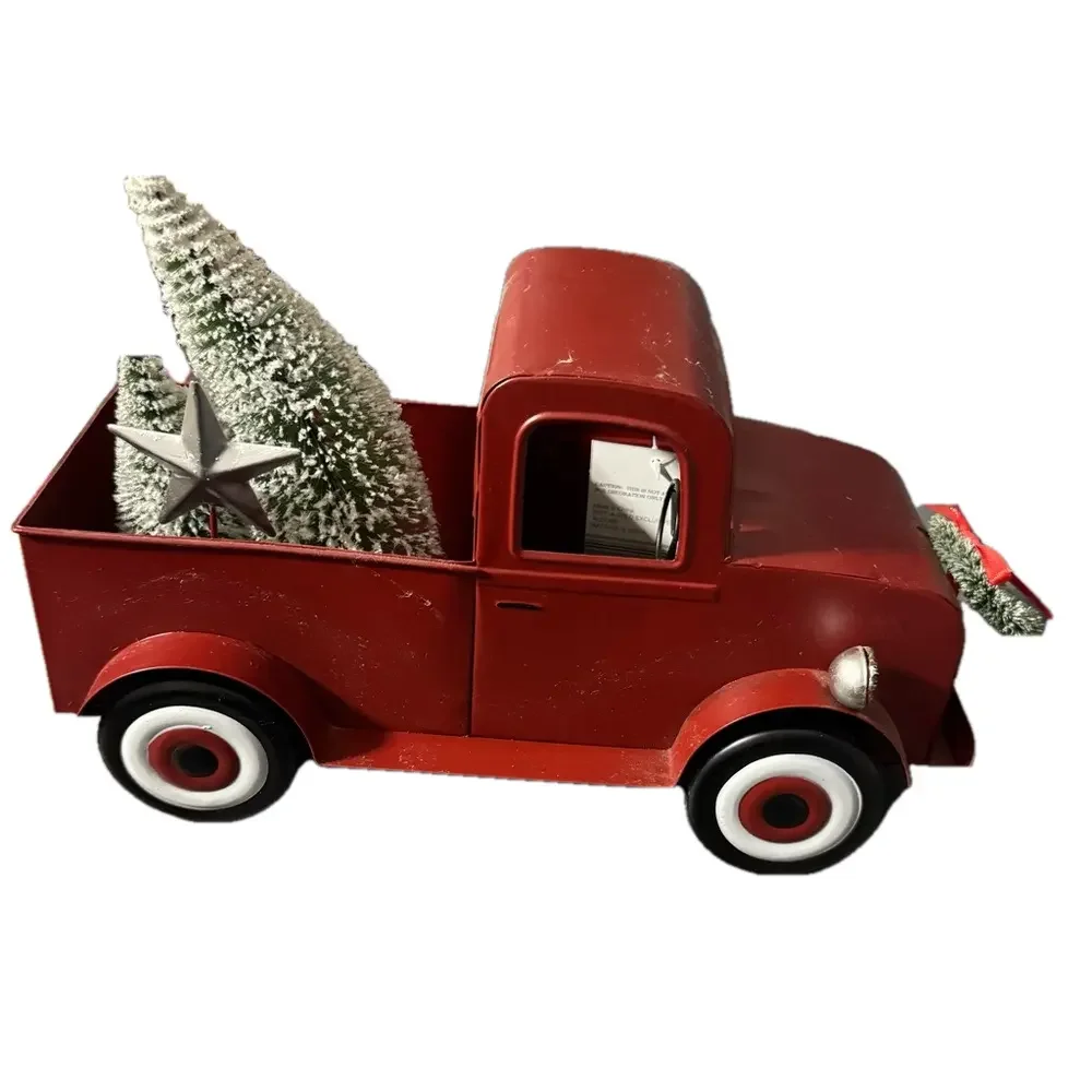 Merry Moments Red Vintage Decor with Christmas Tree Decor Holiday Charm